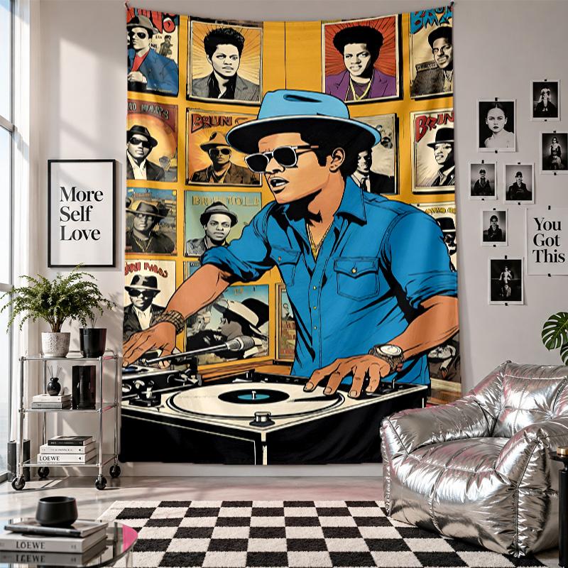 Wall TapestryBruno Mars Art Hanging Cloth Decorative Background Cover for Room Decoration