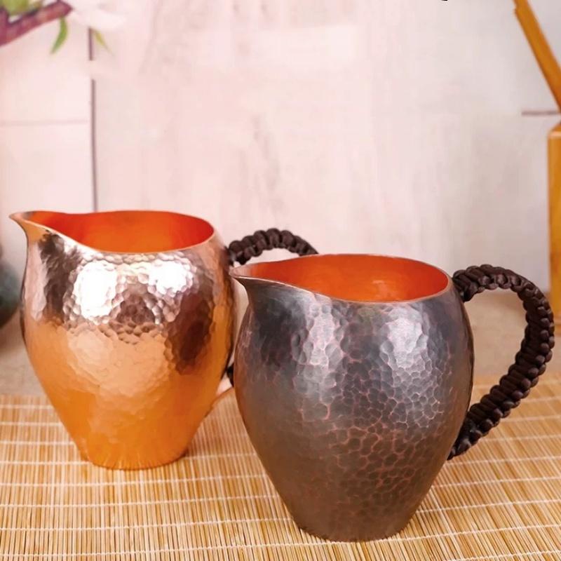 Винтажная кофейная кружка, чашка из чистой меди, неправильной формы, ручка-плетенка, 280 мл, кружка для завтрака, ручная работа, стакан для чая, посуда для напитков, посуда
