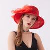 Organza Mesh Flower Derby Hat Solid Color Breathable Sun Hat Summ Wide Brim Versatile Sunshade Hats for Women