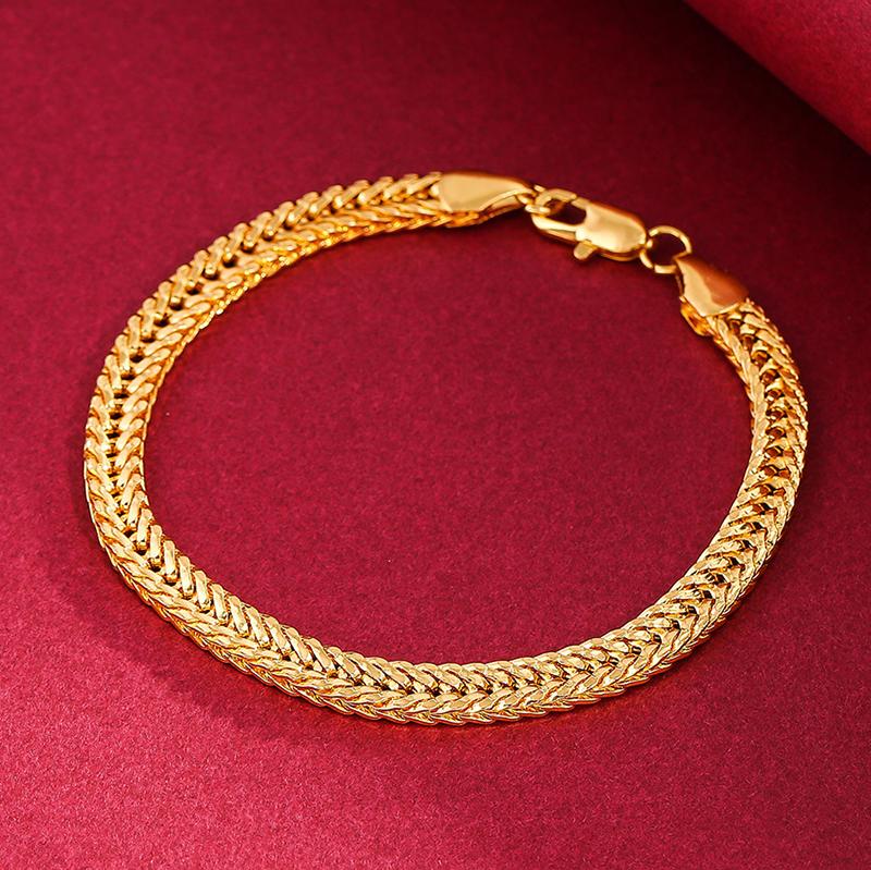 Exquisite Gold Bracelet 6MM Men's Side Bracelet Exquisite Jewelry Plated 18K Gold Bracelet Men's Side Bracelet