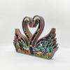 Wooden Swans Couples Sculpture Ornament Valentine's Day Gift Multicolor Desktop Decoration for