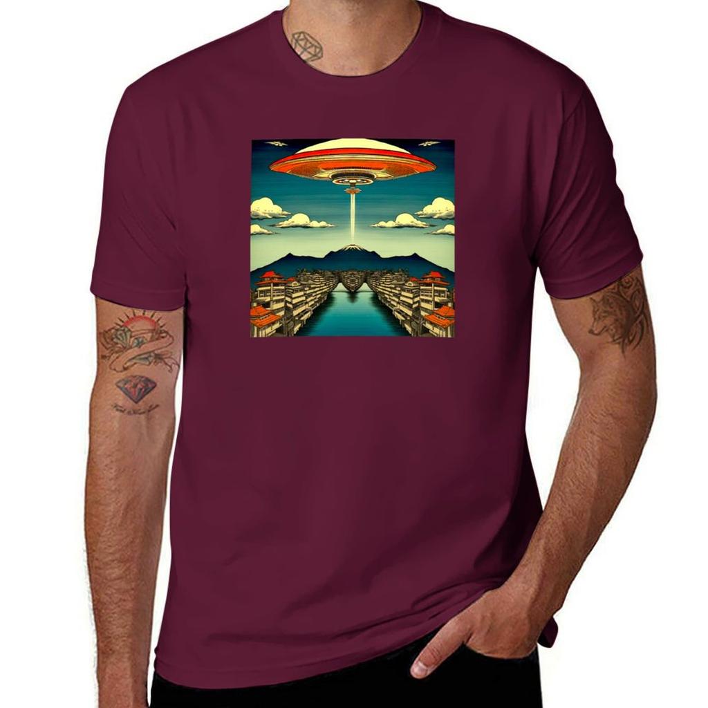 UAP UFO Японский стиль Футболка кастомизированная спортивные фанаты однотонные черные футболки мужские