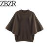 Za Autumn New Arrivals Women's Clothing Zr European and American Style Fashionable Versatile Round Neck Layered Sleeve Knitwear 2756138
