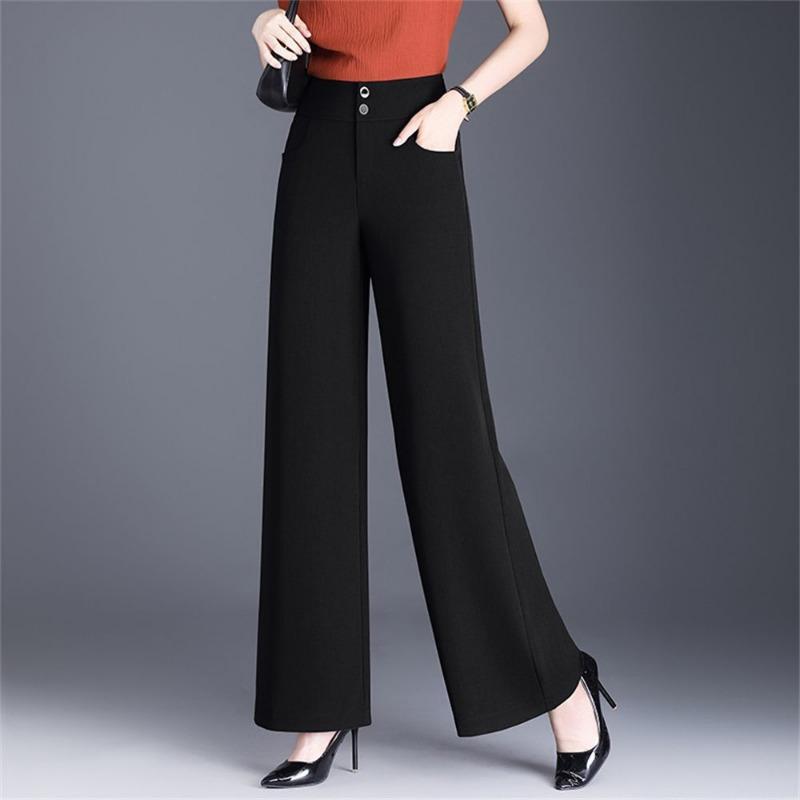 Брюки прямого кроя из ледяного шелка, повседневные брюки широкого кроя, летние брюки-костюм длиной до щиколотки, тонкий стиль, чтобы вы выглядели стройнее