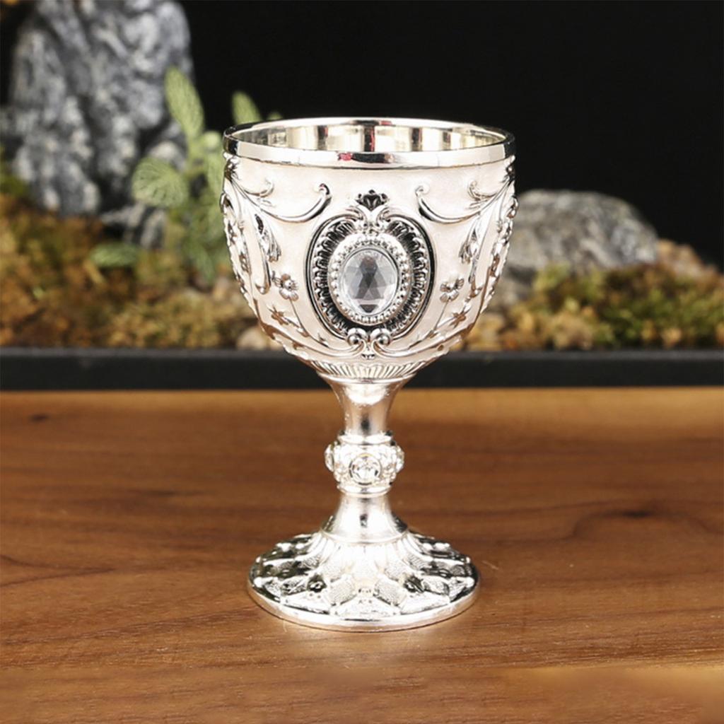 Home Retro Metal Small Wine Cup With Embossed Style Luxurious Whiskey And Red Wine Glass Suitable For Festive Parties