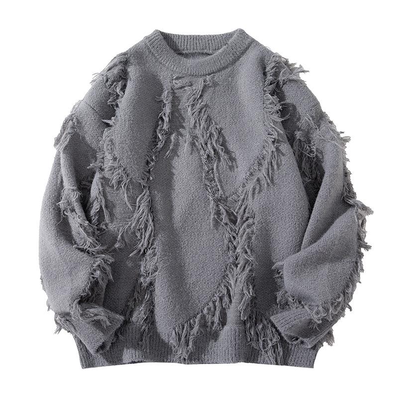 Свитер с круглым вырезом Мужской Осенне-зимний Пуловер Нитки Модный Бренд Свободный Базовый Вязаный Свитер Топ