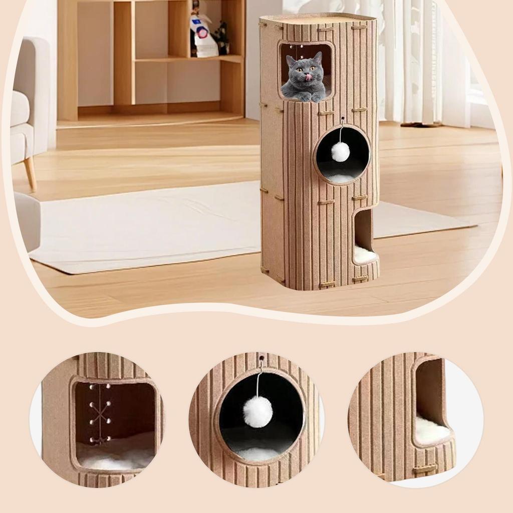 Войлочный домик для кошек, 3-этажный, для домашних кошек и котят, с мягкой подушкой, товары для животных