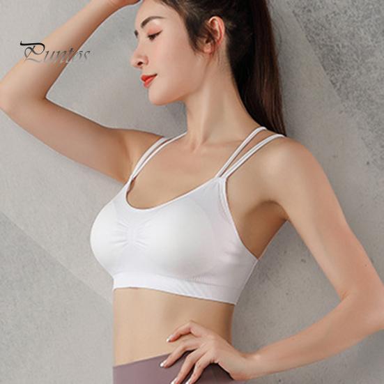 Женский спортивный бюстгальтер с несколькими бретелями, открытой спиной, пуш-ап, быстросохнущий, без косточек, бесшовный спортивный бюстгальтер со съемными подкладками
