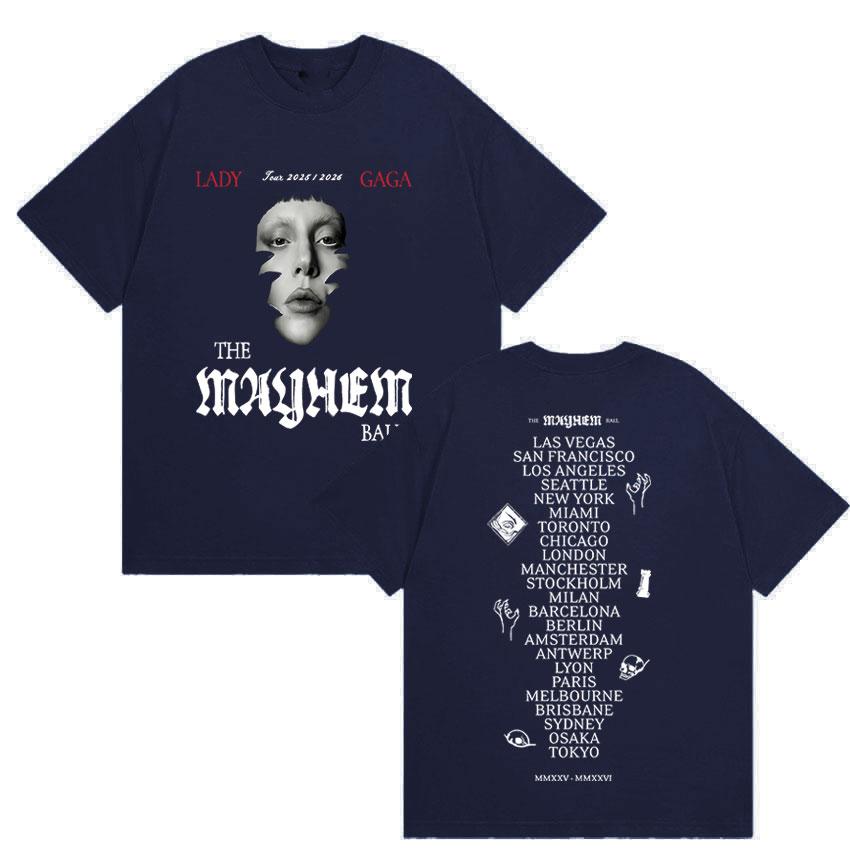 2026 Springsummer Lady Gaga The Mayhem Ball Album Fans Gift TShirt Men Women Vintage High Quality Pure Cotton Printed Top