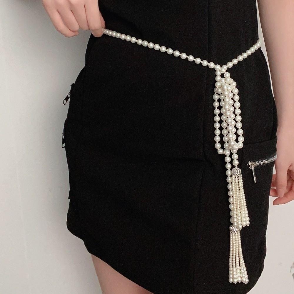 Y2K Pearl Waist Chain Tassel Women Body Chain Belt All-match Body Jewelry Photoshoot