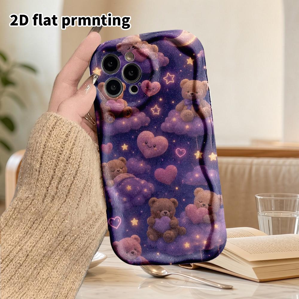 Phone Case: 2D flat design suitable for iPhone 18 17 16 15 14 13 Pro protective case, couple style, full print of cute bears, Christmas and Halloween