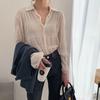 Chiffon Blouses Women Turn Down Collar Long Sleeve Korean Fashion Vintage Elegant Casual Office Lady Large Size Shirts