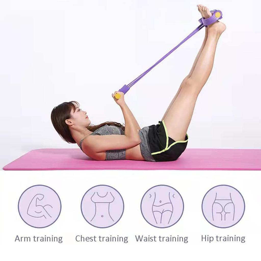 Four-Tube Tensioner Multi-Functional Household Fitness Yoga Abdominal Strengthening Elastic Band Tension Rope Sit-Up Assistive