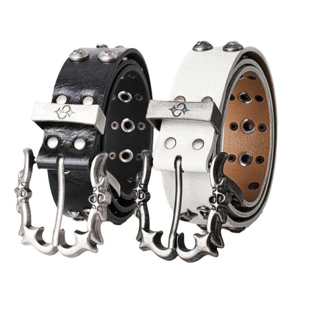 Metal Chic PU Belt Rivert Gradient Imitation Cow Belt New Y2K Jeans Decoration Jeans Decoration