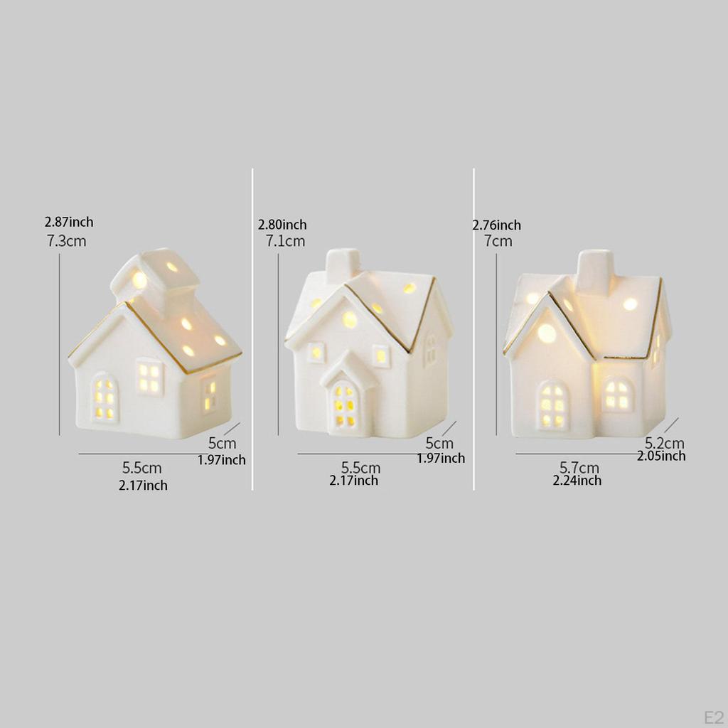 3 шт. Рождественская миниатюрная статуэтка в виде домика, настольный декор, керамическая маленькая фигурка для