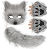 Plush set with simulated fox mask, gloves, and fox tail cos Handmade tools and accessories