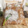 Dandelion Floral Duvet Cover King Queen Wooden Plank Farmhouse Comforter Cover Microfiber Dragonfly Botanical Weed Bedding Set
