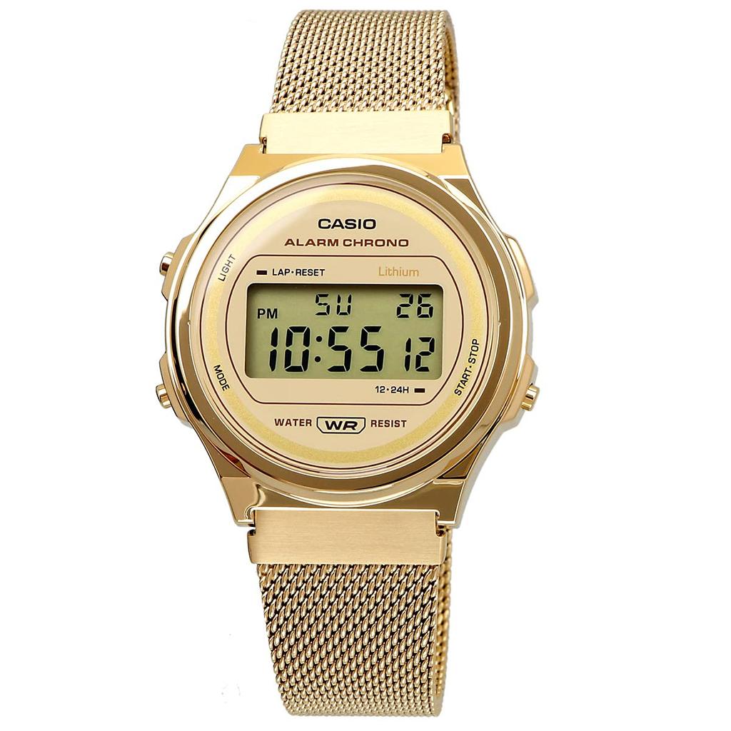 Casio Casio Casio Standard Vintage Watch Unisex Classic Quartz Digital Mesh Gold A171WEMG-9A [Item]