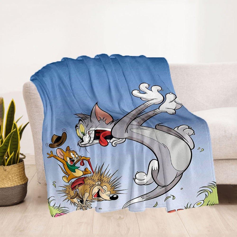 Tom & Jerry Adventure Poster PrintBlanket Flannel Throw Blanket for Sofa, Bed, Travel, Camping, Office