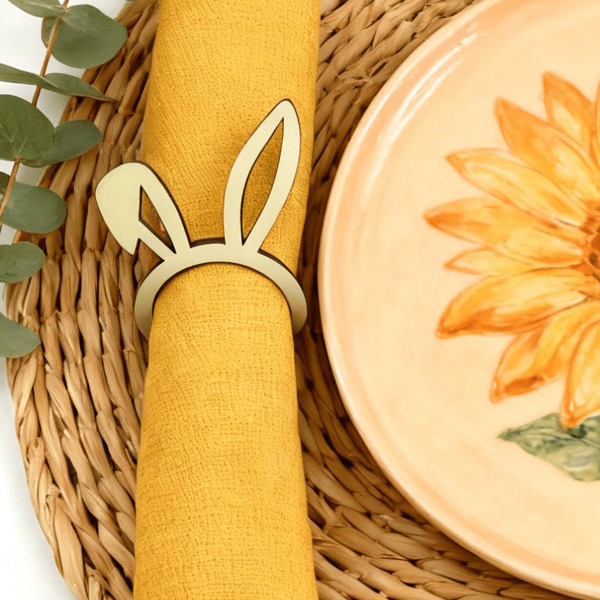 10-Pack Cute Wooden Napkin Rings | Easter Bunny Design, Ideal for Easter and Rabbit Themed Parties | Wood, No Assembly Required