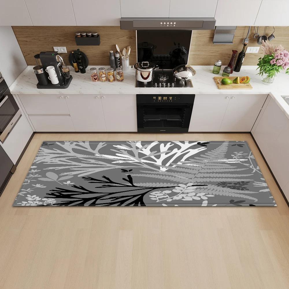 Tropical Plant Illustration Pattern Home Kitchen Floor Mat Door Front Decoration Floor Mat