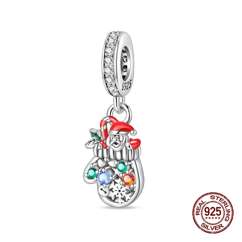 Зимние Шармы Медь Лось Медведь Санта Клаус Шармы Бусины Подходят для Оригинальных Браслетов Для Женщин Сделай Сам Праздничные Ювелирные Изделия Подарки