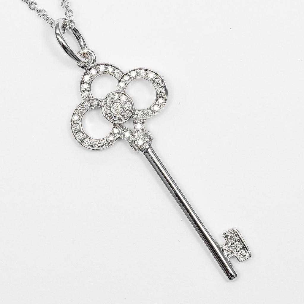 TIFFANY&Co. Crown key Necklace K18 white gold/diamond 4.22g Women Used