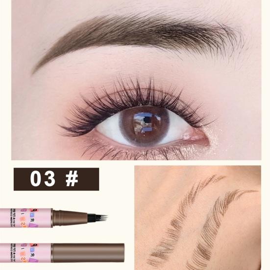 Карандаш для бровей, 4 микро-вилки, аппликатор, водостойкая натуральная долговечная ручка для контурирования бровей, подводка для женщин, инструменты для макияжа