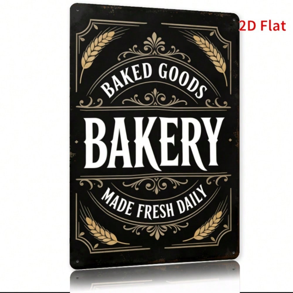 Vintage Metal Sign x Baked Fresh Daily Wall Decor Rustic Bakery Cafe Plaque Kitchen Art