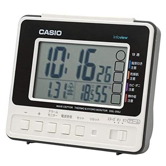 CASIO Будильник Радиоуправляемый Настольный Белый Цифровой Отсрочка Подсветка DQL-250J-7JF