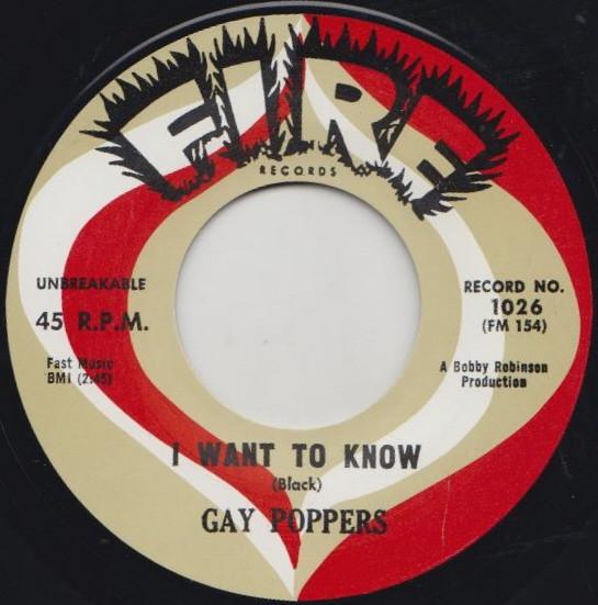 7-дюймовая пластинка GAY POPPERS I Want To Know Ive Got It 1026 FIRE 2017 UK SoulFunk Б/У