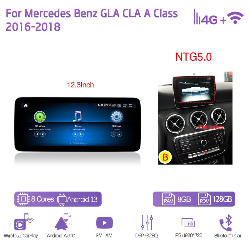 10.25/12.3 дюйма Android13 Для Mercedes Benz GLA CLA A Класса 2013-2018 GPS Навигация CarPlay 4G 360Камера Автомобильный Мультимедийный Плеер