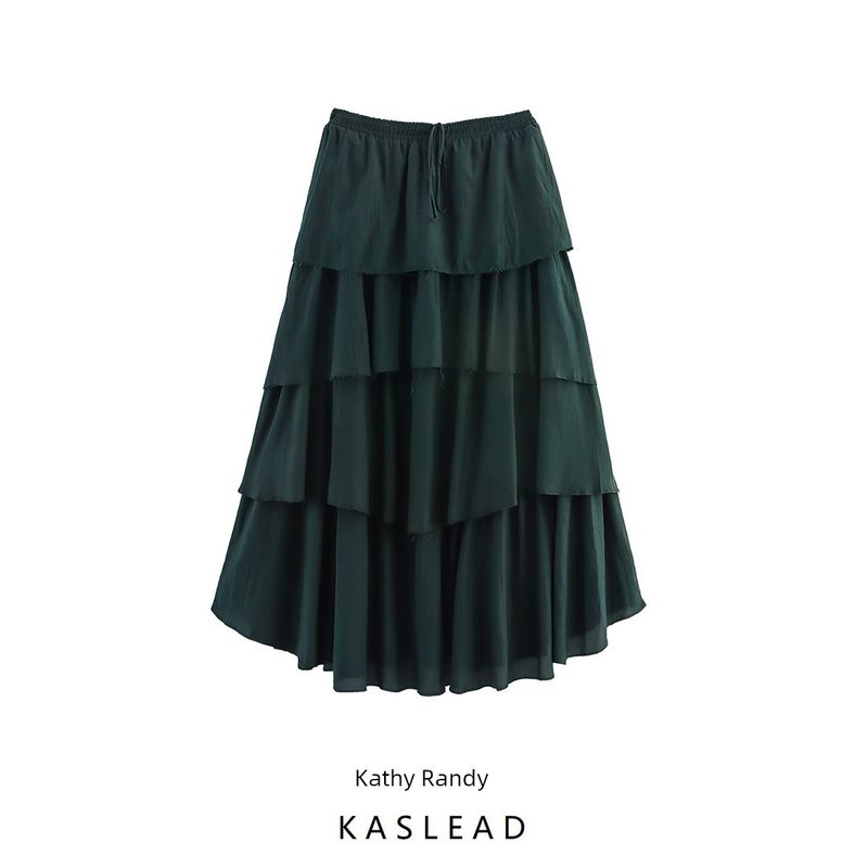 Kaslead New Women Clothes Western Style Fashion Simple Laminated Decoration Midi Dress 8699209 529