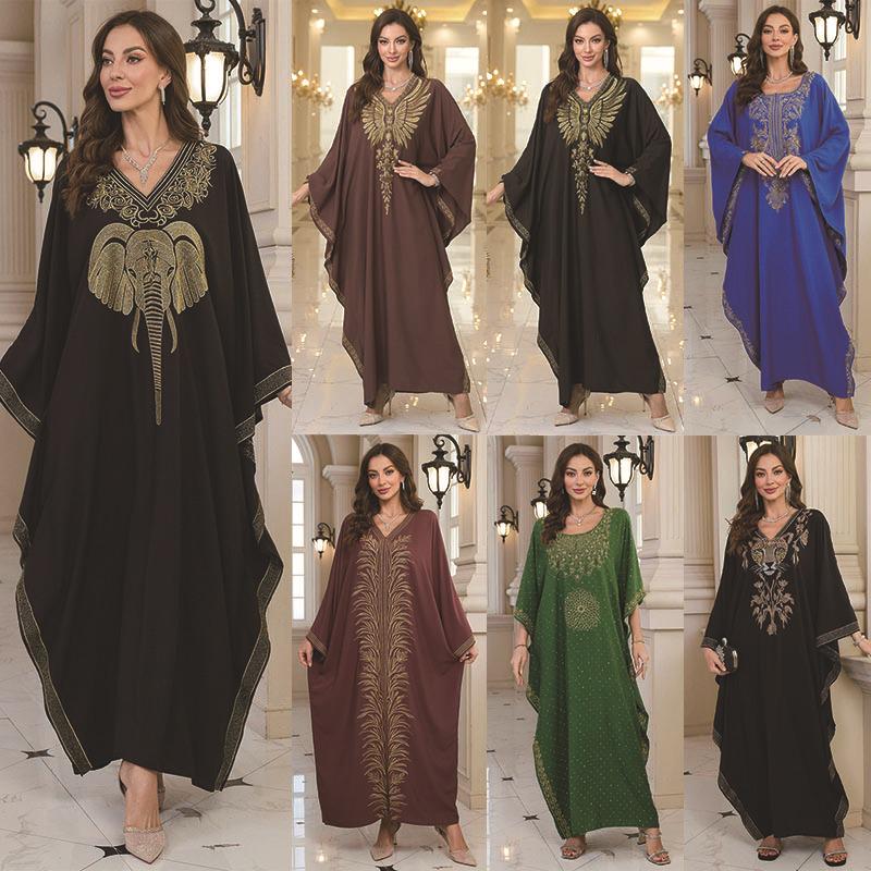 2025 European & American Cotton Embroidered Beach Cover-up Robe Style Dress