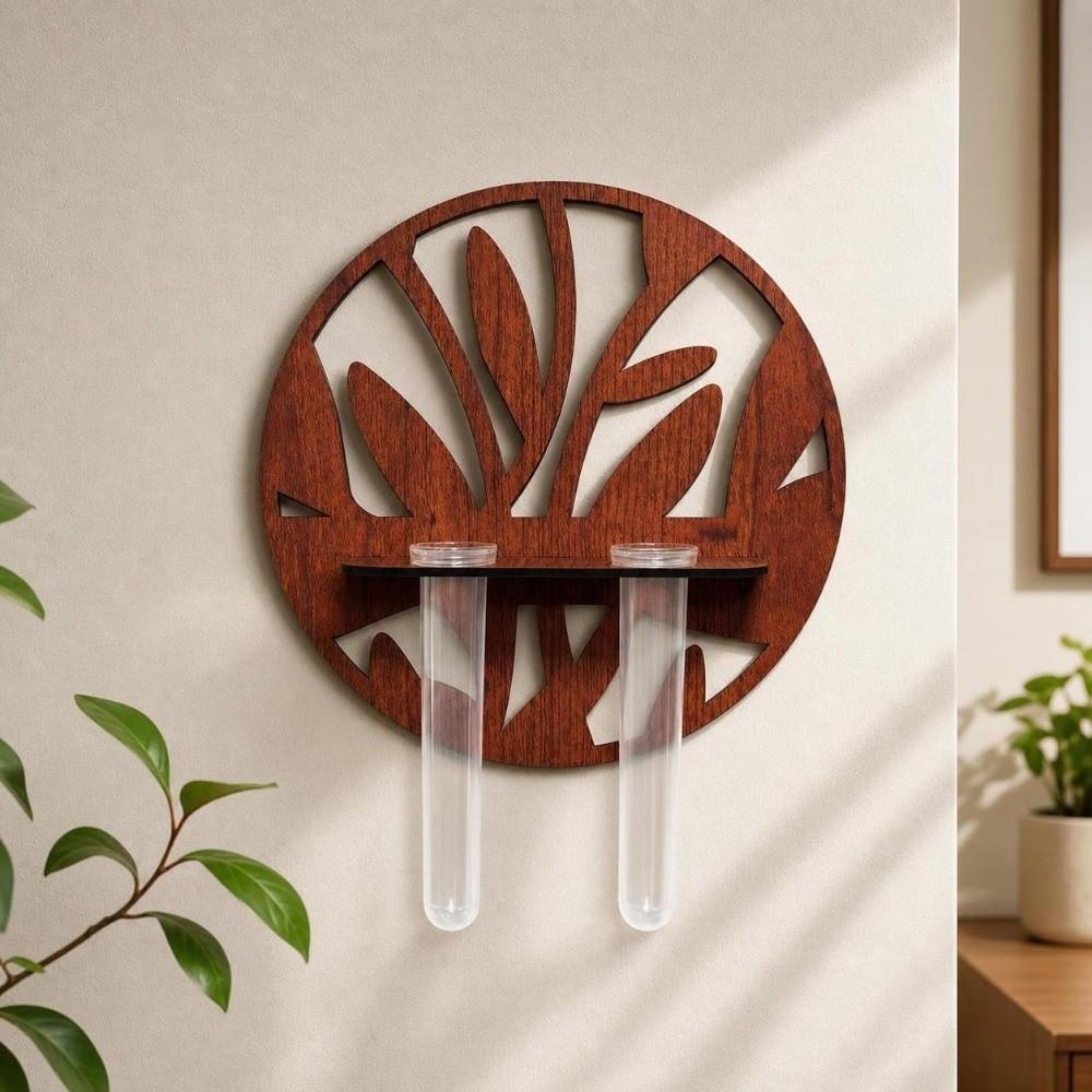 Wooden Hydroponic Planter Shelf Home Ornaments Flower Pot Wall Mounted Planter  Garden Decor