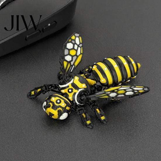Precision 3D Printed Gift Articulated Bee Figure Toy, Keychain Ornament, Posable Mechanical Insect Display Model Figurine for Desktop Car