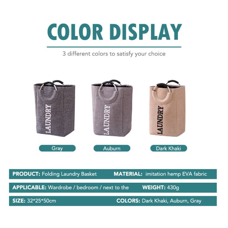 Laundry Basket Dorm Linen Collapsible Fabric Laundry Hamper with Drawstring Handle Portable Folding Dirty Clothes Bag Bathroom