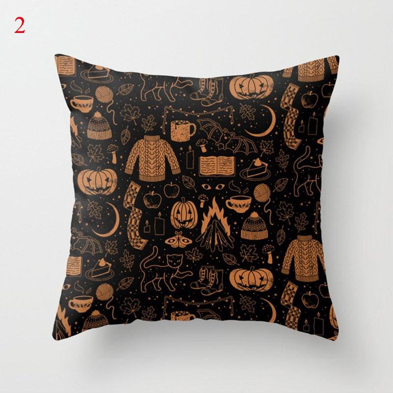 Halloween Skull Bat Pumpkin Print Cushion Cover Home Living Room Sofa Car Decoration Pillow 45 * 45Cm