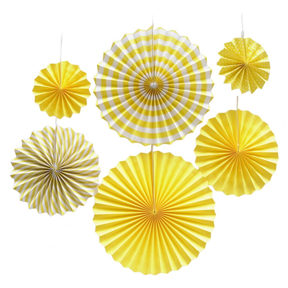 6Pcs Tissue Paper Lantern/Pom Poms Flower/Rosette Fans Paper Fan Wall Decoration Background Ceiling Hanging Ornaments