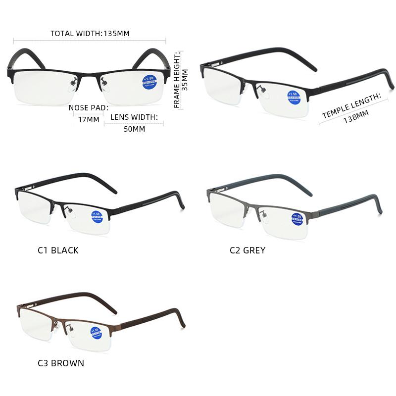 Classic Half Frame Reading Glasses Men Women Fashion Rectangle Presbyopic Eyeglasses Business Hyperopia Anti Blue Light Glasses