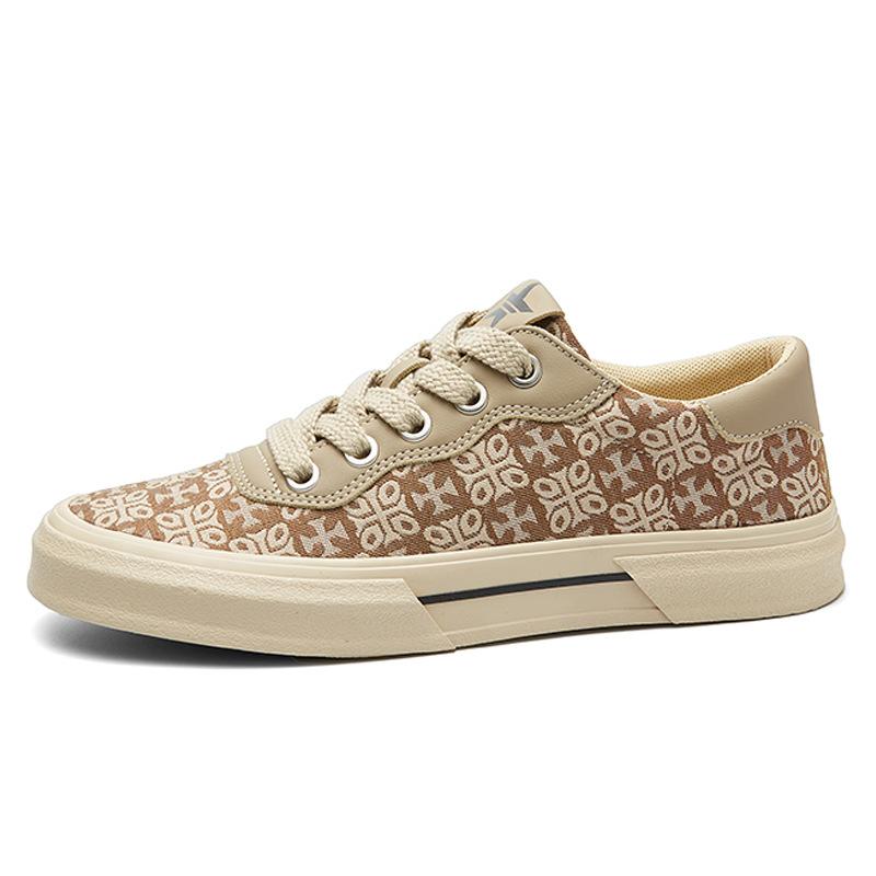 25138 весна новая мужская обувь модная универсальная нишевая повседневная мужская парусиновая обувь с принтом низкий верх плоская подошва