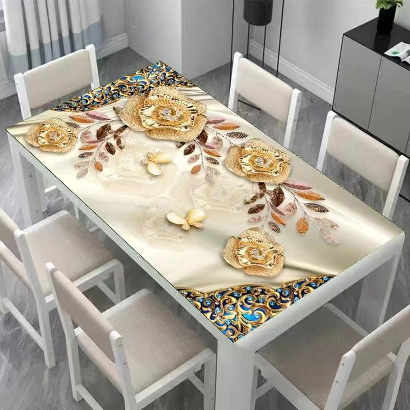 Кожа ПВХ кофейный столик обеденный стол скатерть водонепроницаемая маслостойкая защита от ожогов грязеотталкивающая и не требующая стирки современный простой милый пасторальный стиль