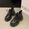 2024 Британский стиль ретро черные ботильоны для женщин весна осень 2024 новые платформы толстый каблук короткие сапоги высокие каблуки женская обувь