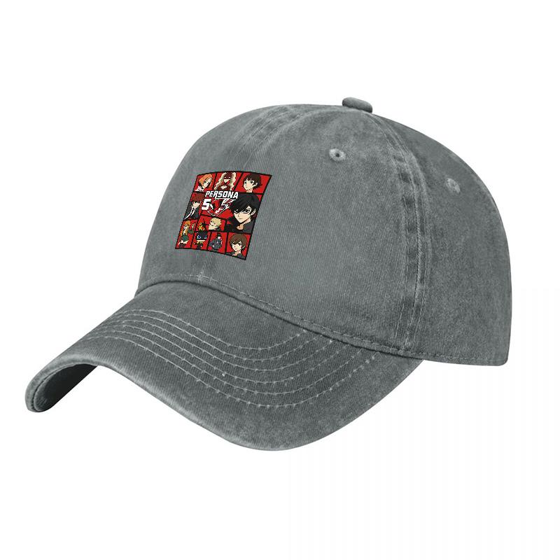 Persona Comic Panel Washed Cotton Baseball Cap Unisex Adjustable Snapback Hat for RPG Fans