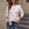 Winter Women's Sweater Love Valentine's Day Pullover Large Peach Heart Color Clash Sweater
