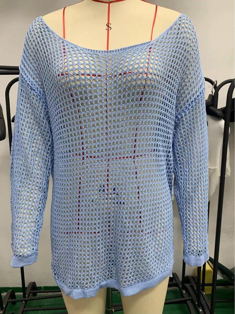 European & American Mesh Knit Bikini Cover-Up Sweater - Women's Summer Beach Sunscreen Shirt