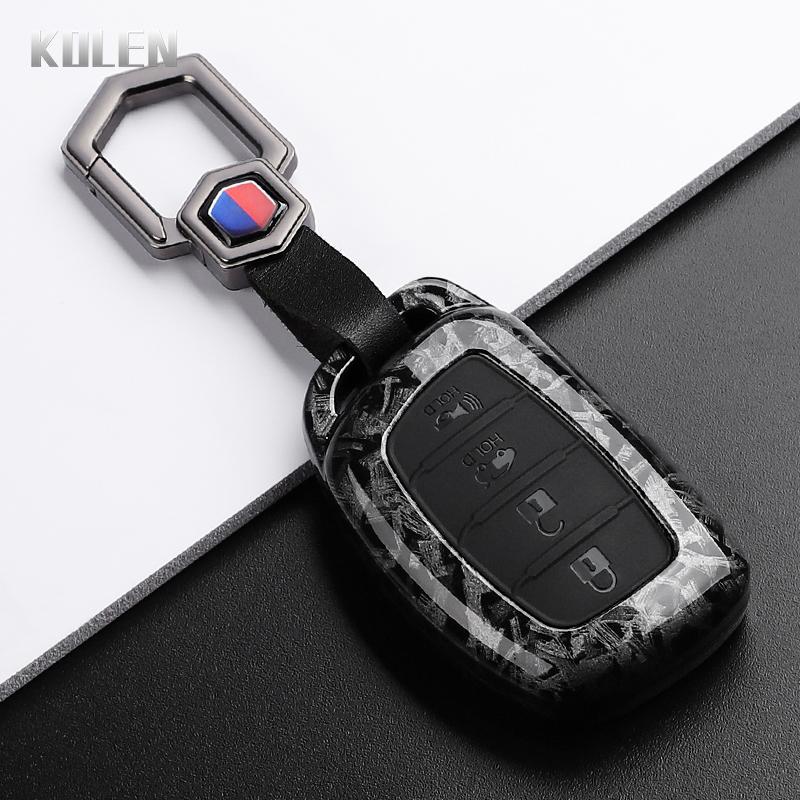 Abs Carbon Fiber Style Car Key Case Cover For Hyundai Ix35 I40 I20 I10 Tucson Elantra Creta Sonata Ioniq Accent Creata Keychain