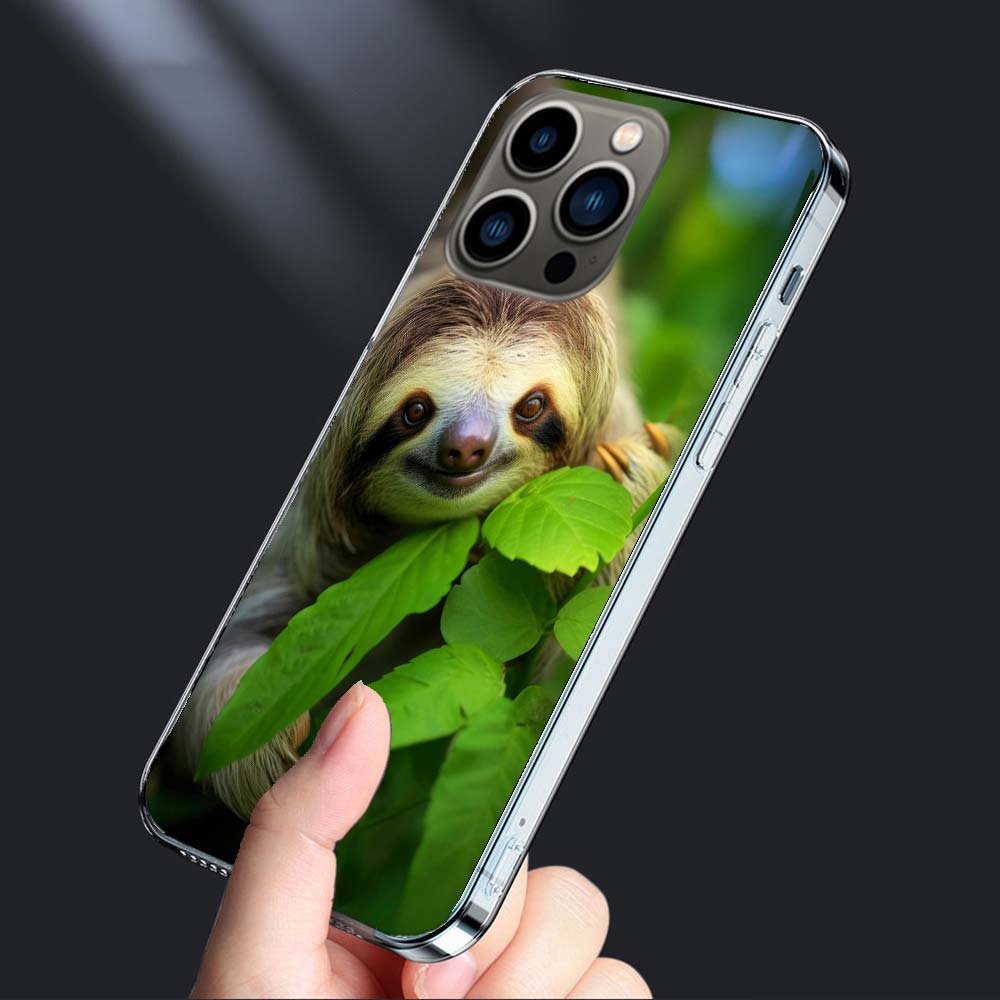 Милый чехол для телефона с ленивцем для iPhone 16E 15 Pro 14 Plus 17E 16 17 Pro Max Air 11 12 13 Mini Ударопрочный Capa Милый чехол TPU Прозрачный