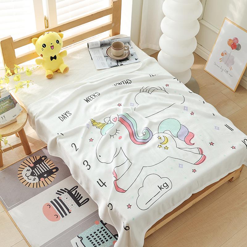 Double-layer Bamboo Cotton Infant Blanket, Children's Quilt, Thin Air-conditioning Summer Cool Quilt, Baby Bamboo Fiber Ice Silk Blanket