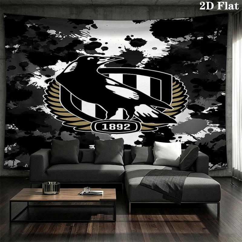 Collingwood Football Club Wall Tapestry Aesthetic Wall Hanging Printed Fabric Blanket Decorative Tapestries for Bedroom Living Room Home Decor